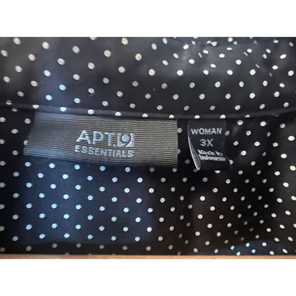 Apt 9 Button-Up Shirt Black & White Polka Dot Long Sleeve Women's Size 3X - Picture 5 of 7